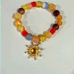 Sunshine and Sunflower Charm Glass beads single bracelet